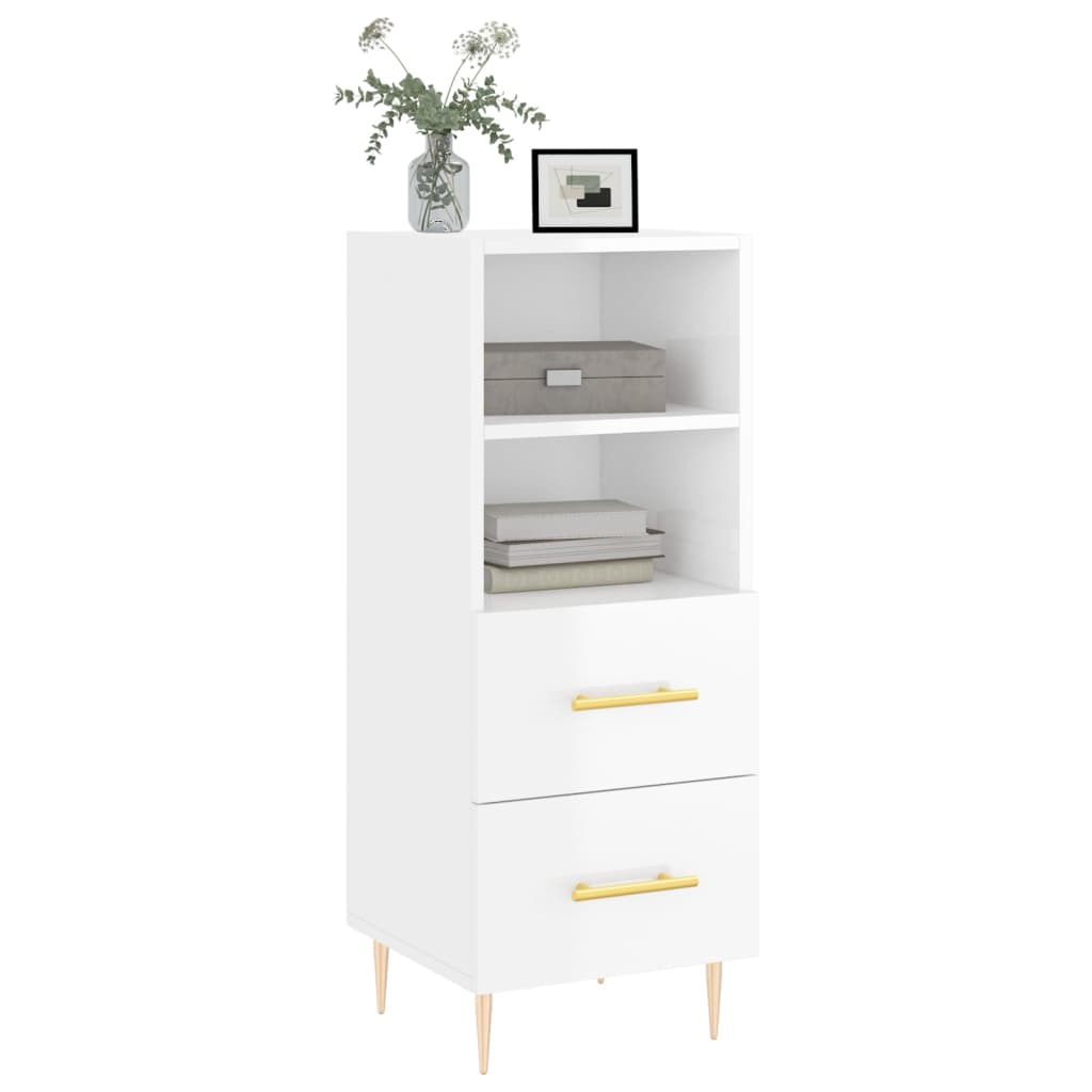 Buffet Blanc brillant 34,5x34x90 cm Bois d'ingénierie - XIOS