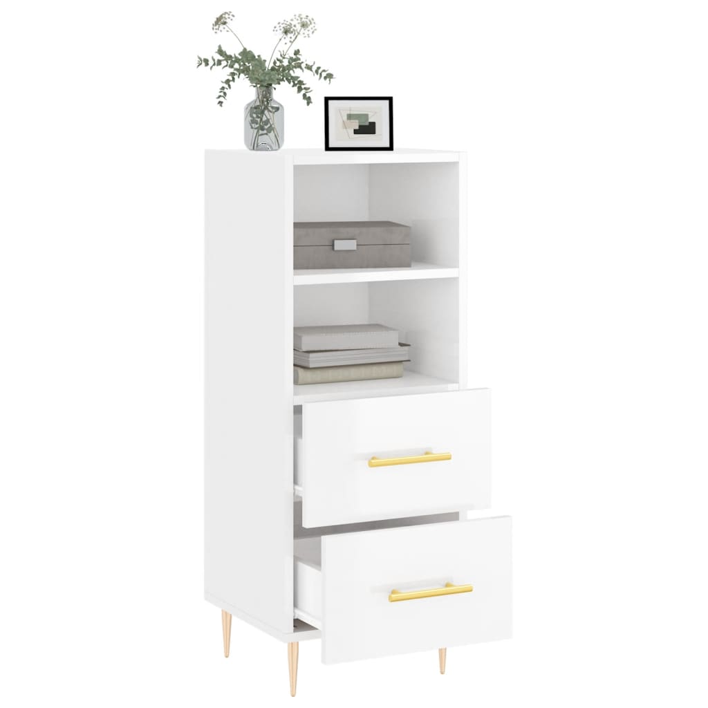 Buffet Blanc brillant 34,5x34x90 cm Bois d'ingénierie - XIOS