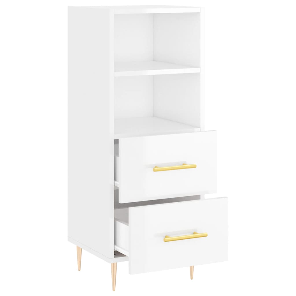 Buffet Blanc brillant 34,5x34x90 cm Bois d'ingénierie - XIOS