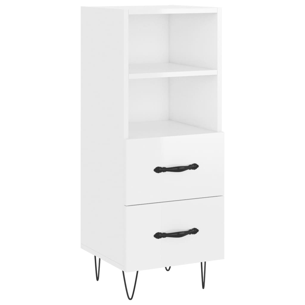 Buffet Blanc brillant 34,5x34x90 cm Bois d'ingénierie - XIOS