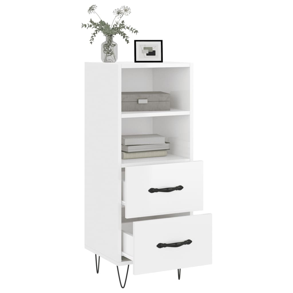 Buffet Blanc brillant 34,5x34x90 cm Bois d'ingénierie - XIOS