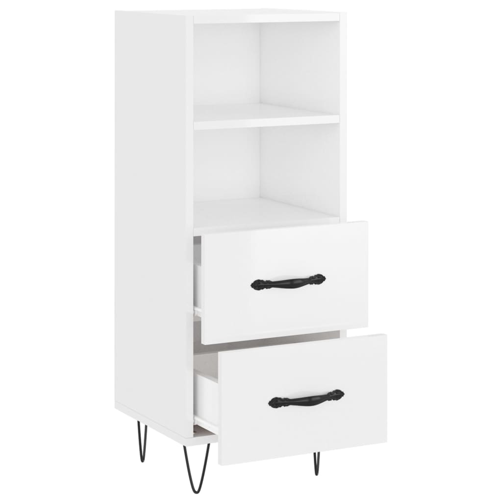 Buffet Blanc brillant 34,5x34x90 cm Bois d'ingénierie - XIOS