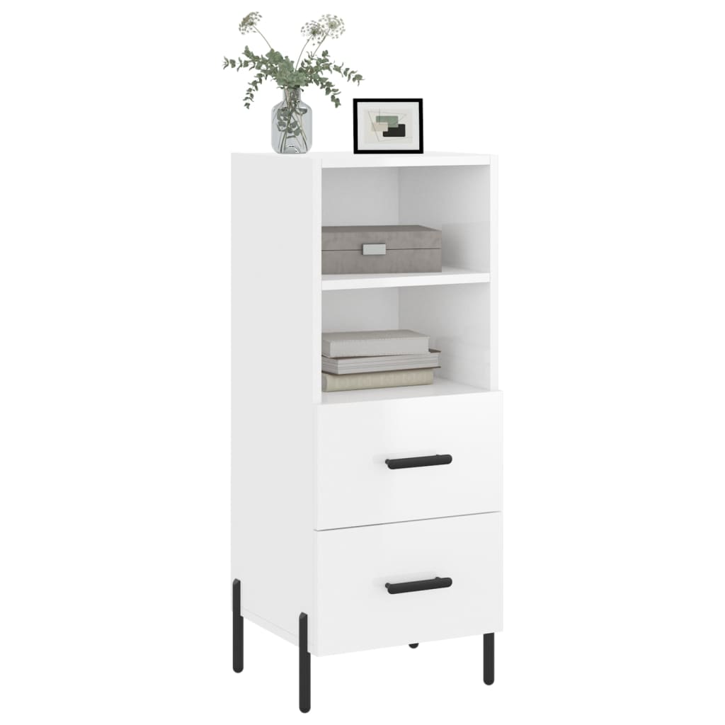 Buffet Blanc brillant 34,5x34x90 cm Bois d'ingénierie - XIOS