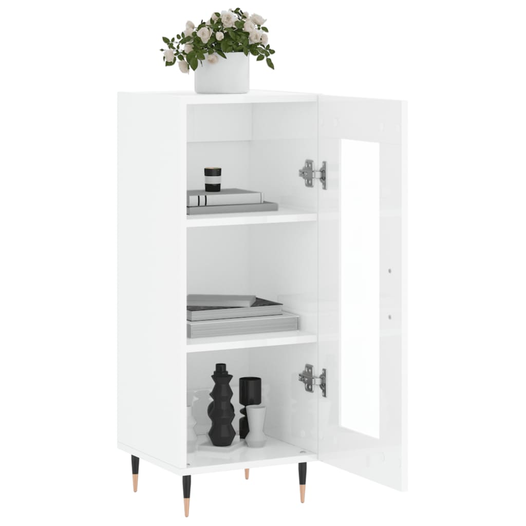 Buffet Blanc brillant 34,5x34x90 cm Bois d'ingénierie - XIOS