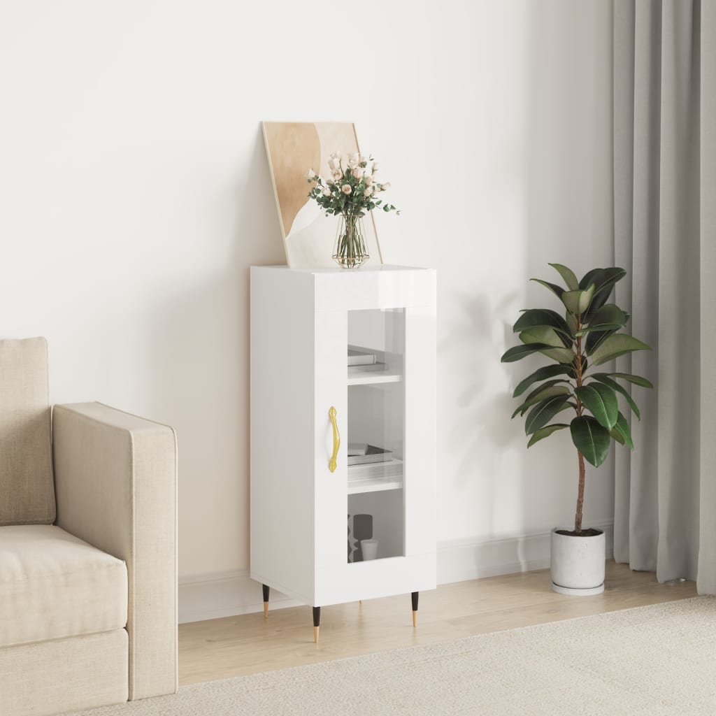 Buffet Blanc brillant 34,5x34x90 cm Bois d'ingénierie - XIOS