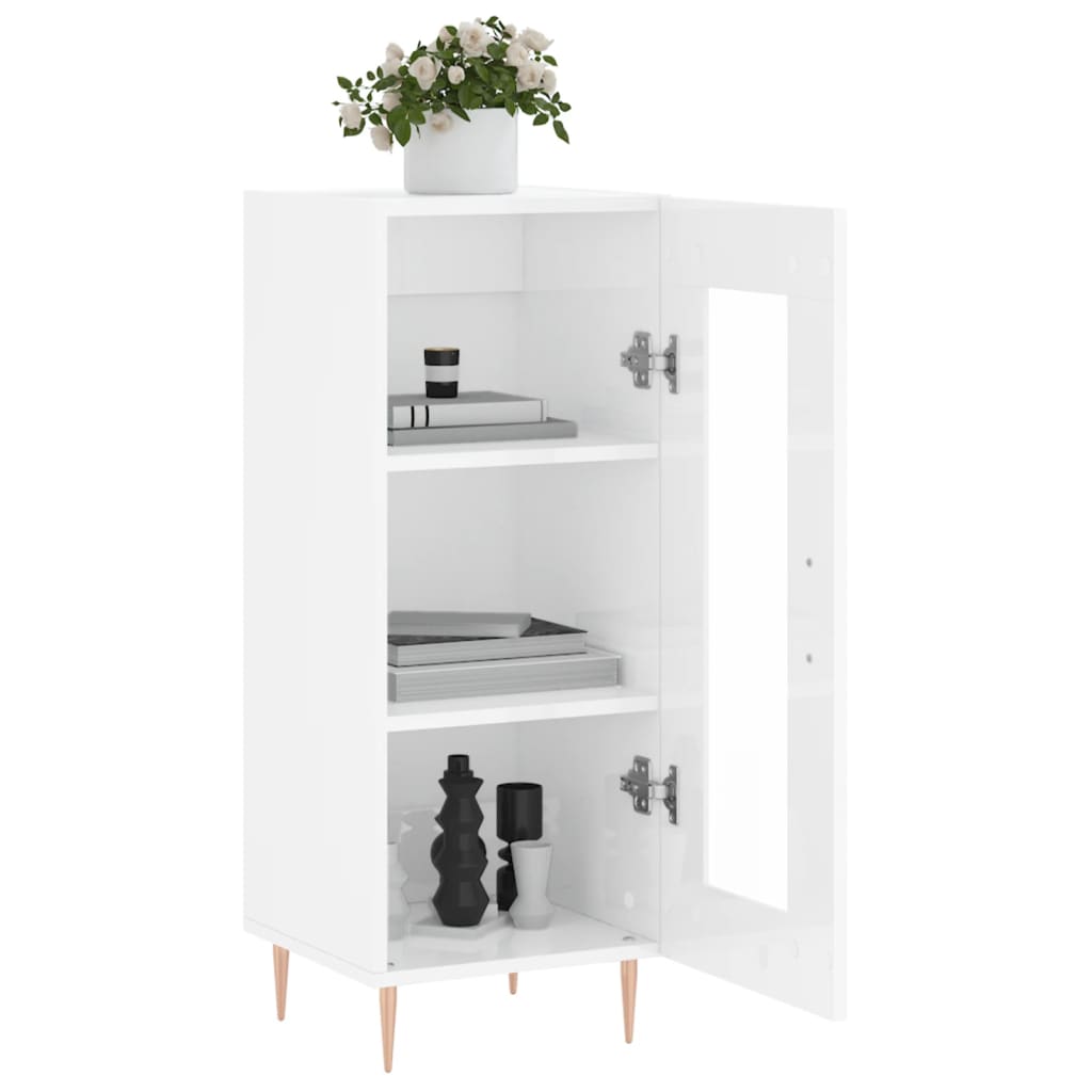 Buffet Blanc brillant 34,5x34x90 cm Bois d'ingénierie - XIOS