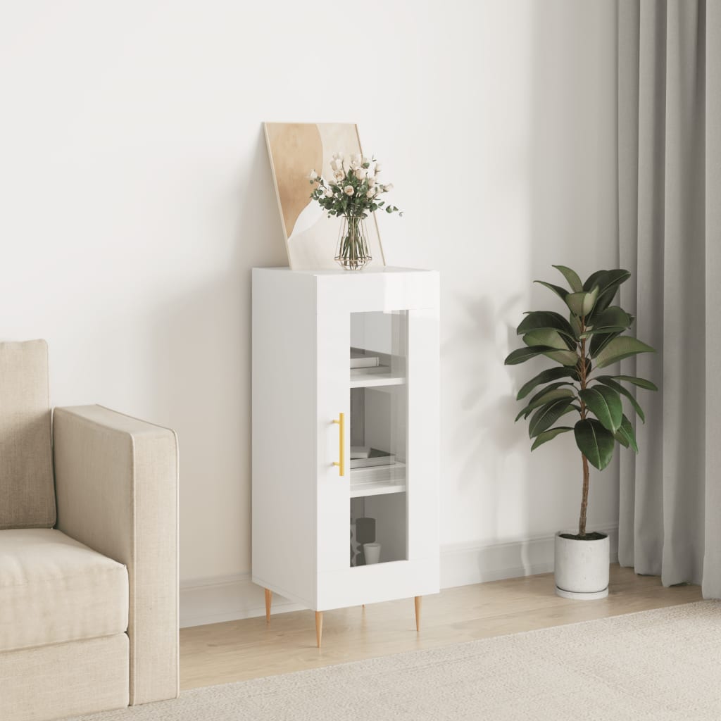 Buffet Blanc brillant 34,5x34x90 cm Bois d'ingénierie - XIOS