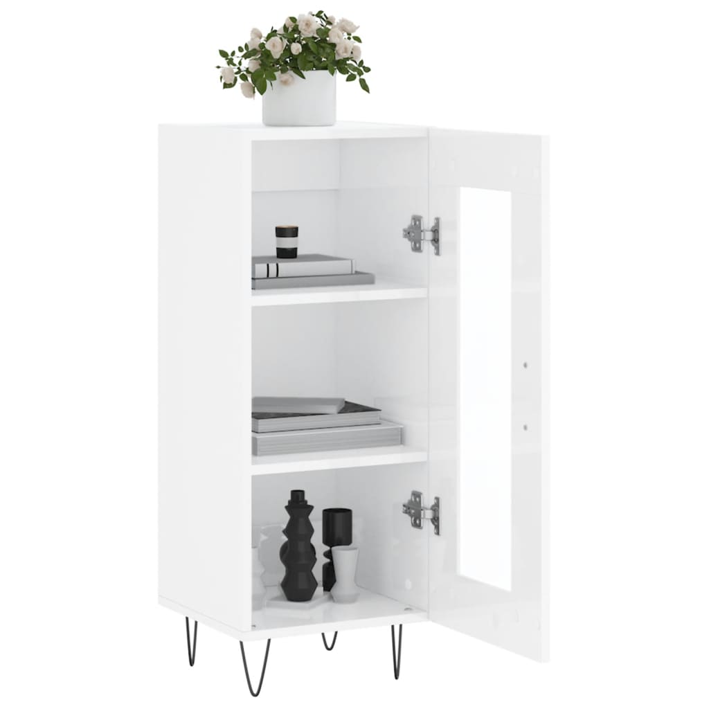 Buffet Blanc brillant 34,5x34x90 cm Bois d'ingénierie - XIOS