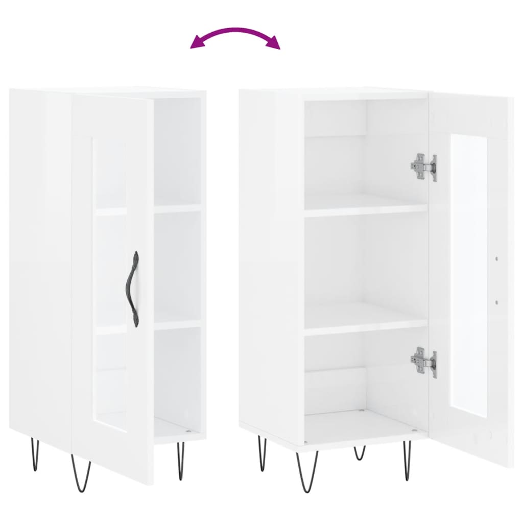 Buffet Blanc brillant 34,5x34x90 cm Bois d'ingénierie - XIOS