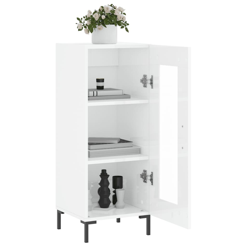 Buffet Blanc brillant 34,5x34x90 cm Bois d'ingénierie - XIOS
