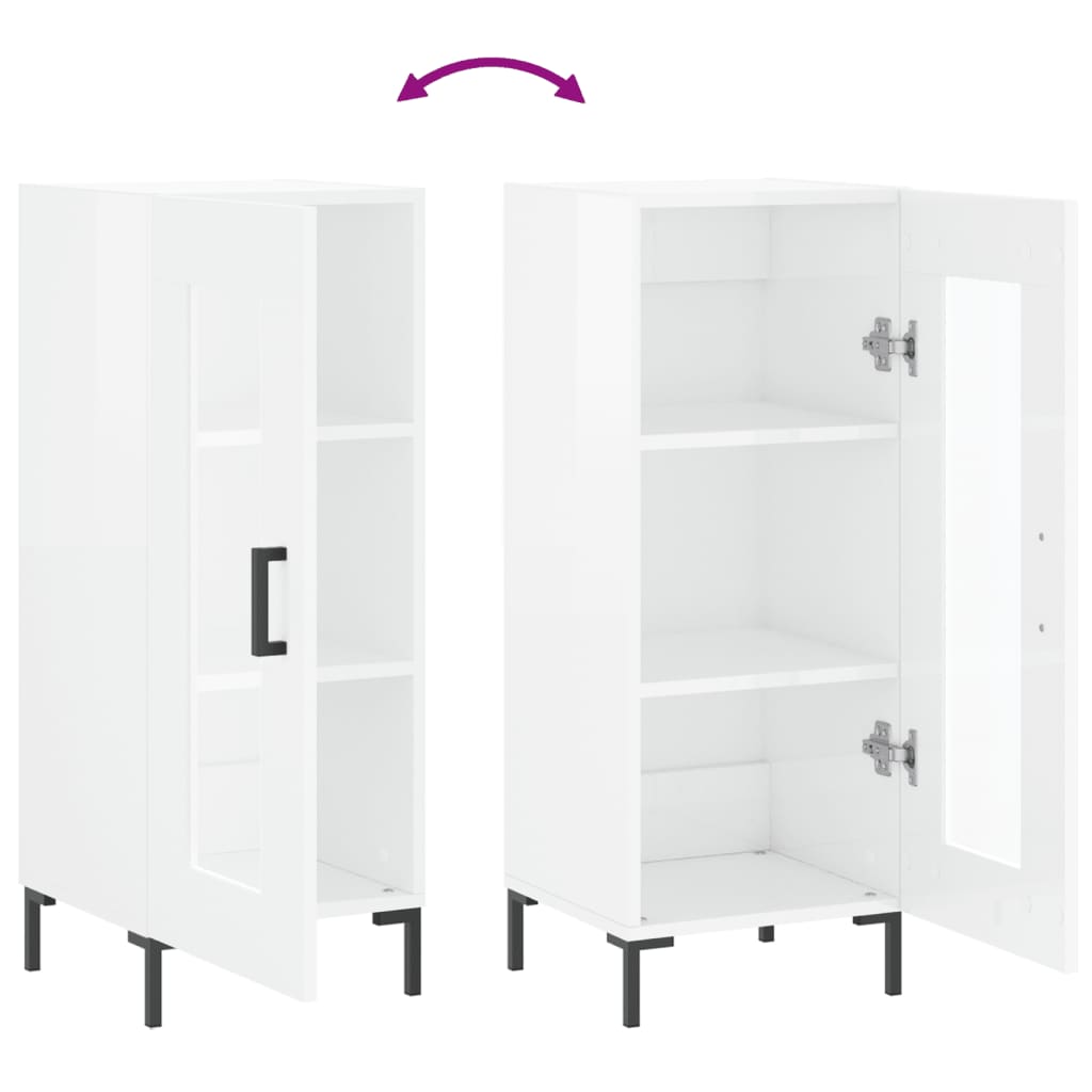 Buffet Blanc brillant 34,5x34x90 cm Bois d'ingénierie - XIOS