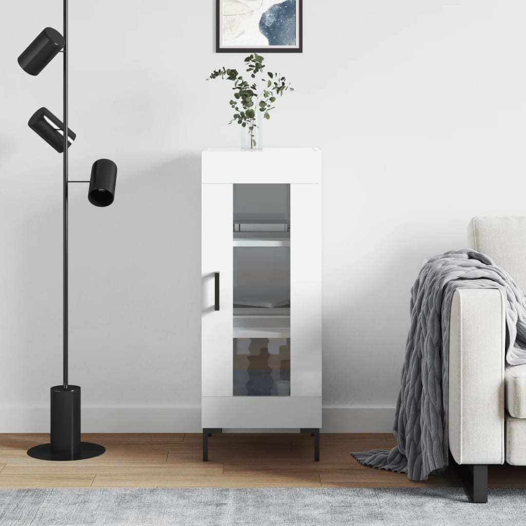 Buffet Blanc brillant 34,5x34x90 cm Bois d'ingénierie - XIOS