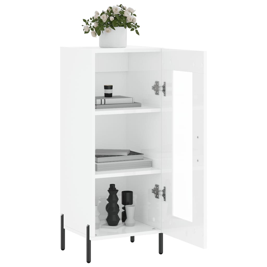 Buffet Blanc brillant 34,5x34x90 cm Bois d'ingénierie - XIOS