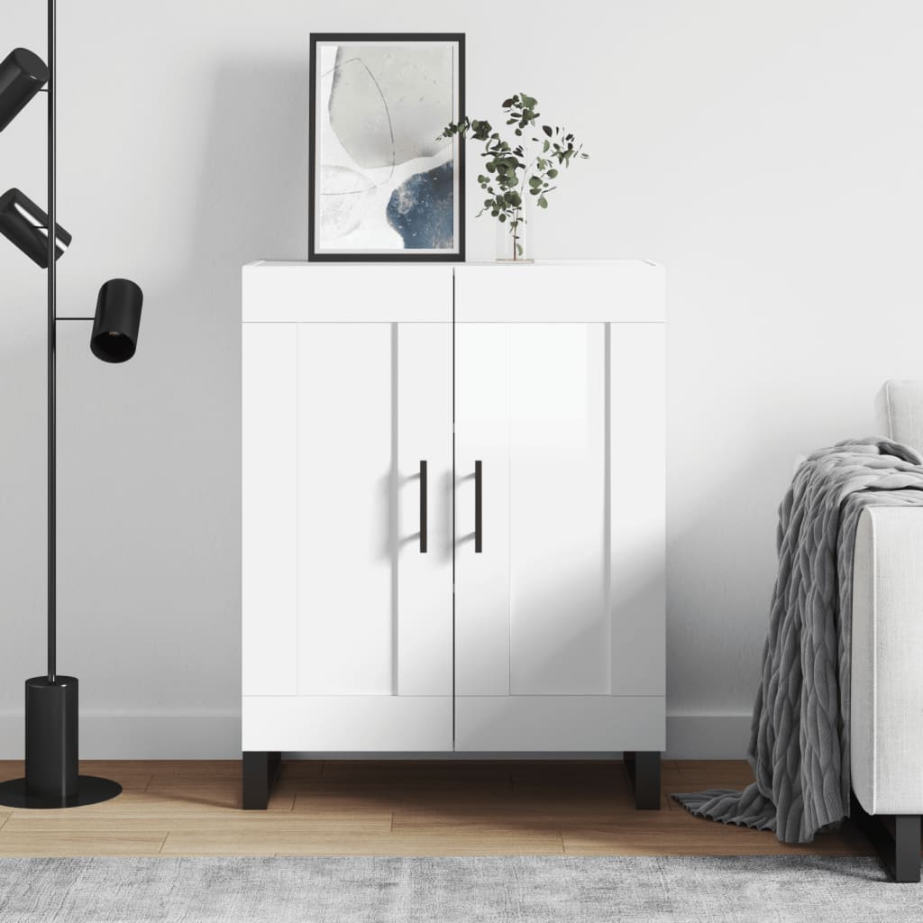 Buffet Blanc brillant 69,5x34x90 cm Bois d'ingénierie - XIOS