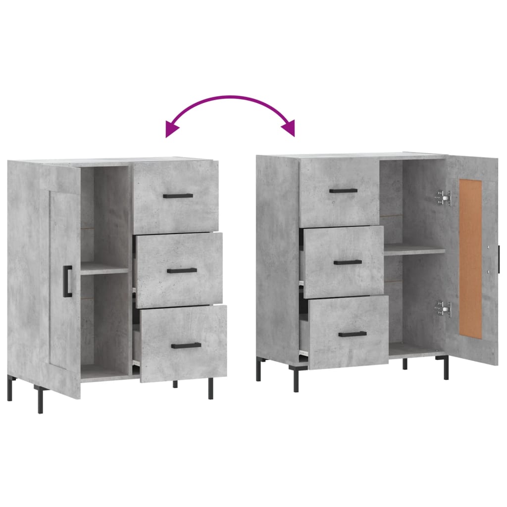 Buffet gris béton 69,5x34x90 cm bois d'ingénierie - XIOS