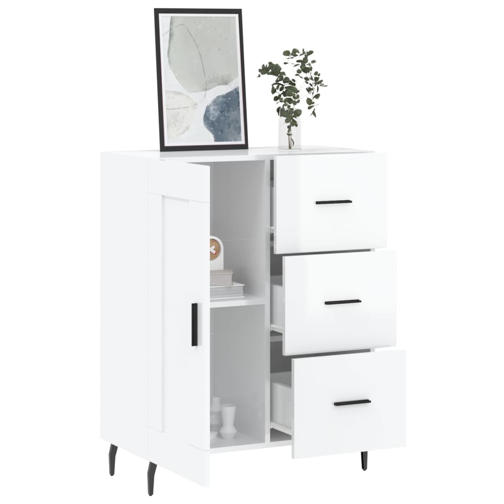 Buffet Blanc brillant 69,5x34x90 cm Bois d'ingénierie - XIOS