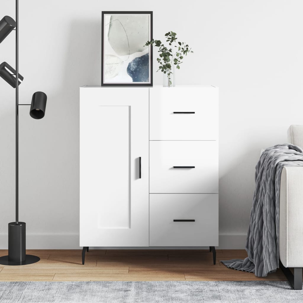 Buffet Blanc brillant 69,5x34x90 cm Bois d'ingénierie - XIOS