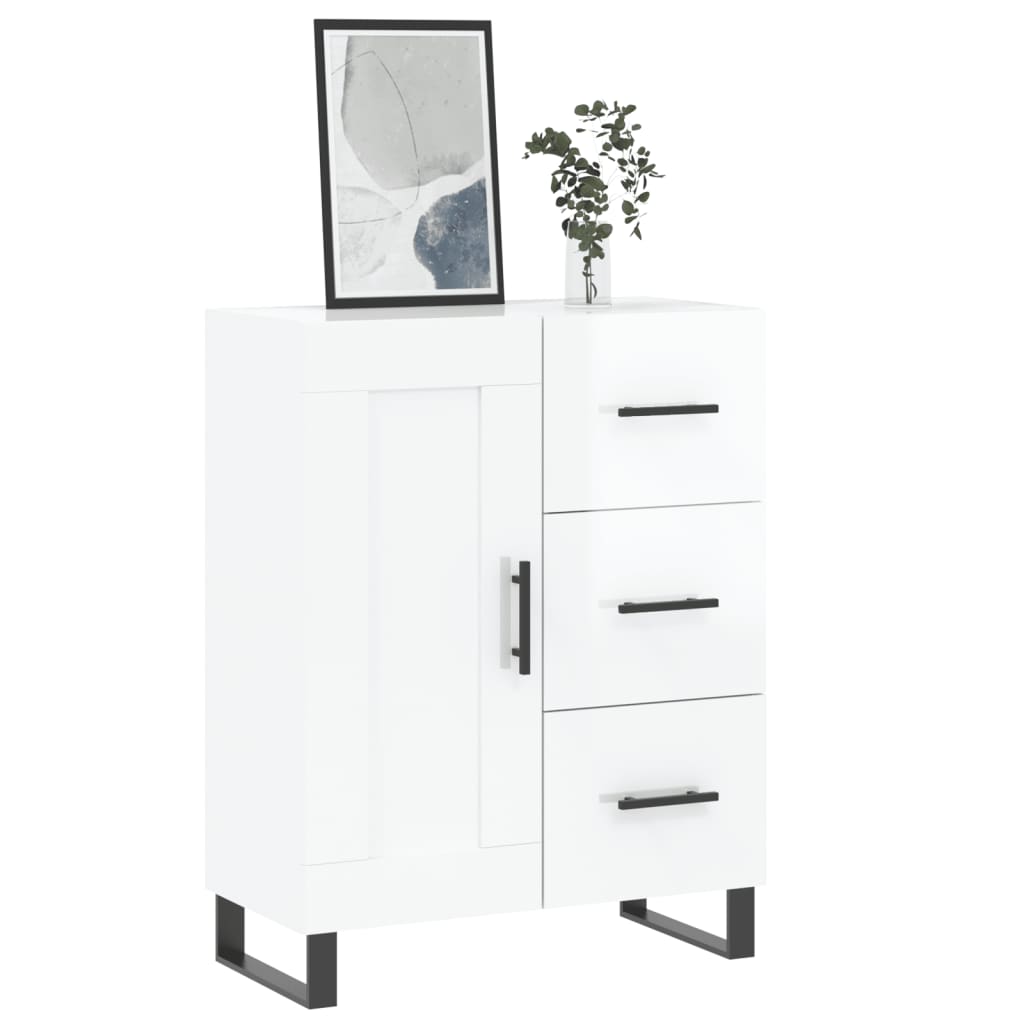 Buffet Blanc brillant 69,5x34x90 cm Bois d'ingénierie - XIOS