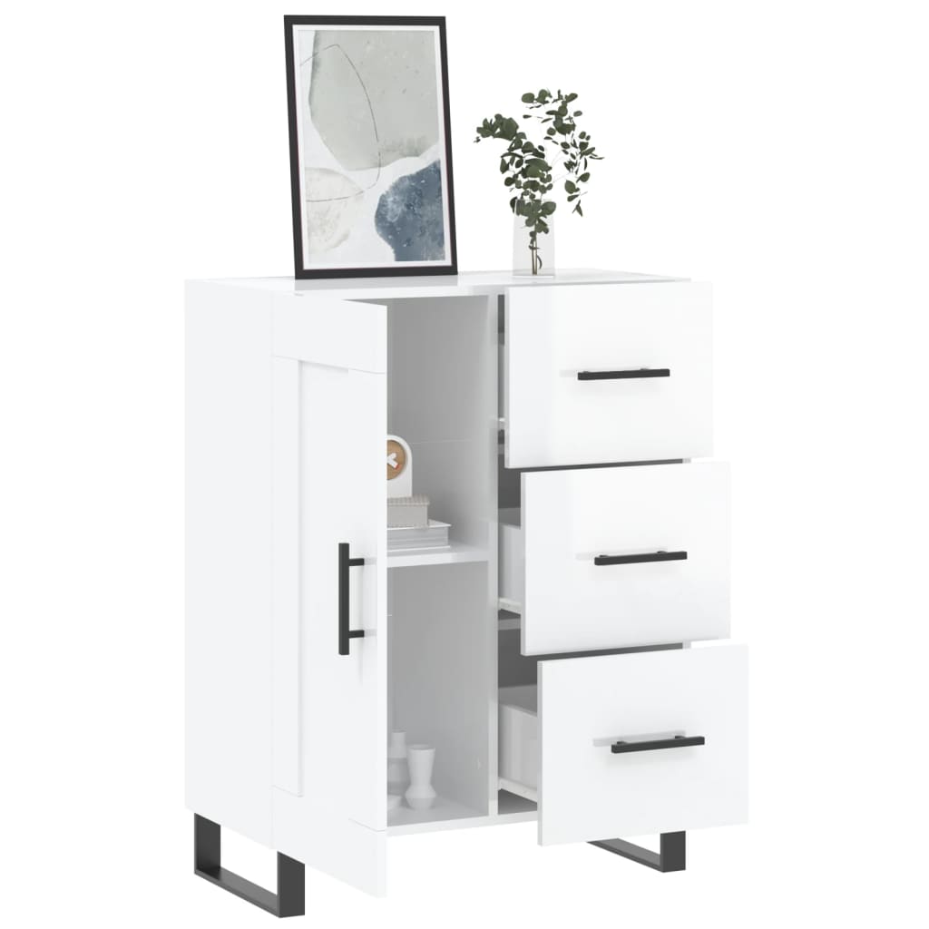 Buffet Blanc brillant 69,5x34x90 cm Bois d'ingénierie - XIOS