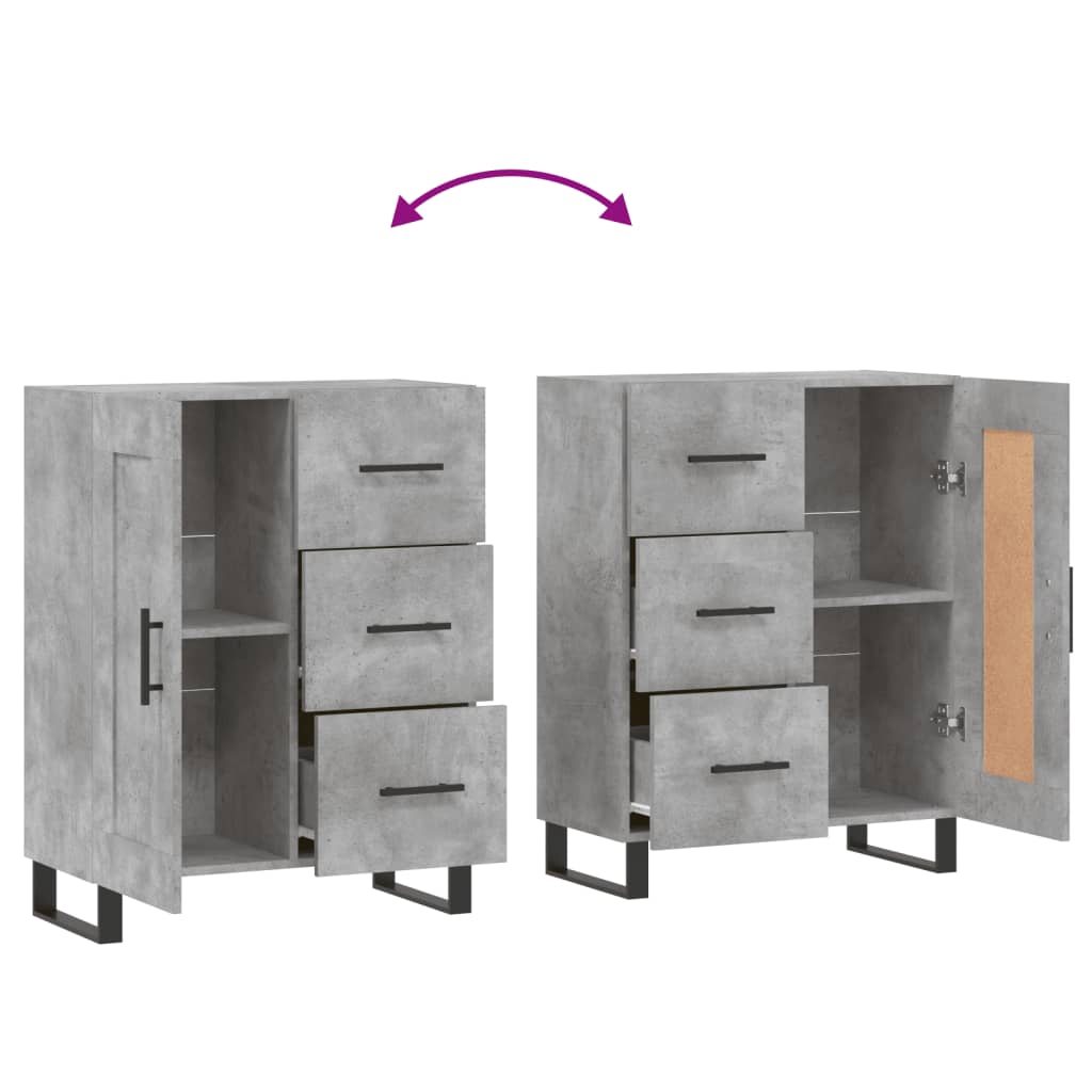 Buffet gris béton 69,5x34x90 cm bois d'ingénierie - XIOS