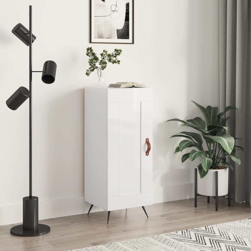 Buffet Blanc brillant 34,5x34x90 cm Bois d'ingénierie - XIOS