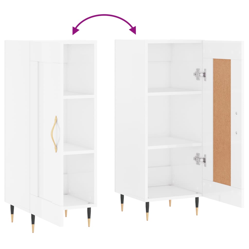Buffet Blanc brillant 34,5x34x90 cm Bois d'ingénierie - XIOS