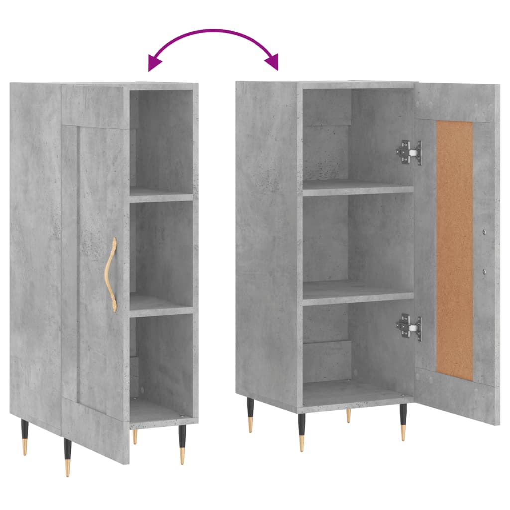 Buffet Gris béton 34,5x34x90 cm Bois d'ingénierie - XIOS