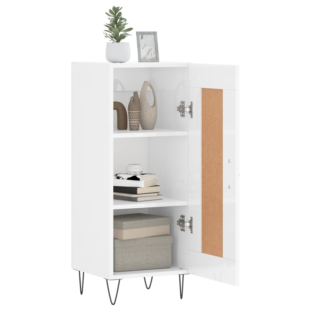 Buffet Blanc brillant 34,5x34x90 cm Bois d'ingénierie - XIOS