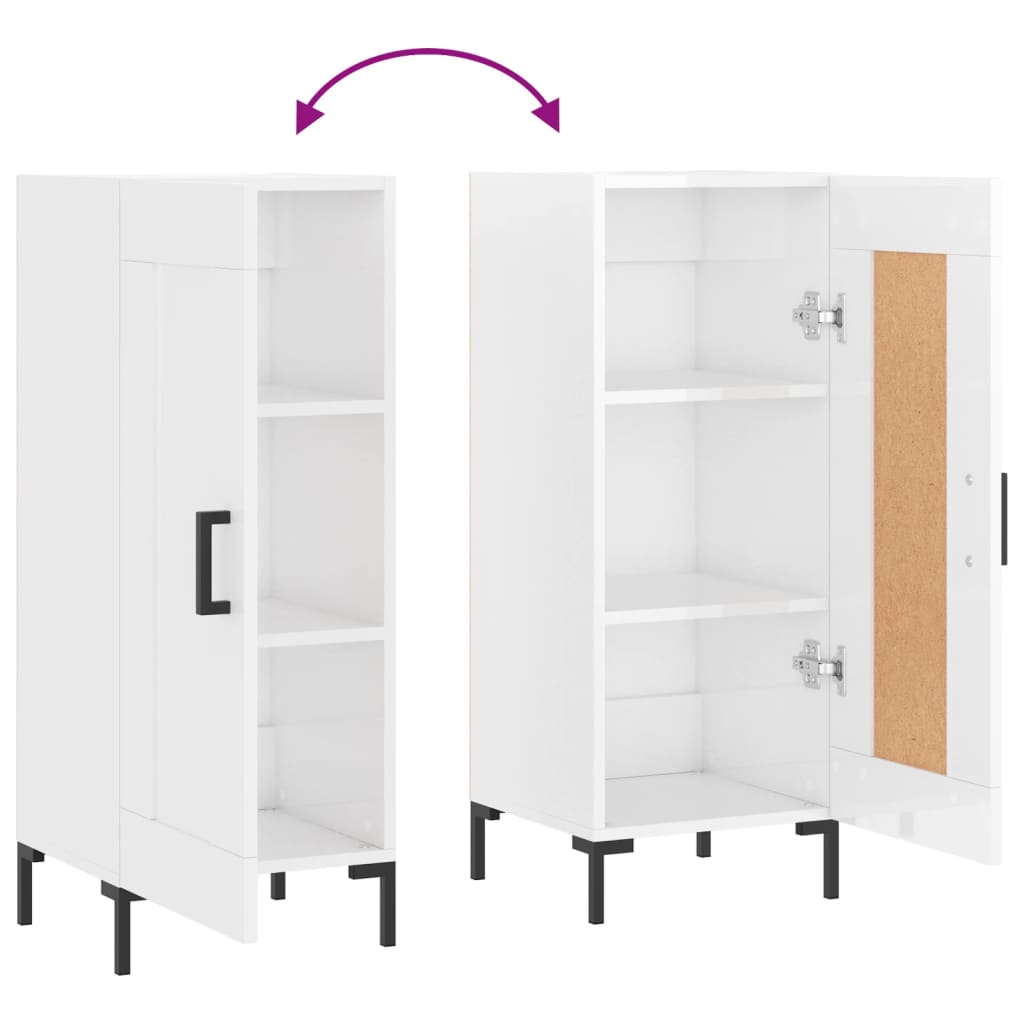 Buffet Blanc brillant 34,5x34x90 cm Bois d'ingénierie - XIOS