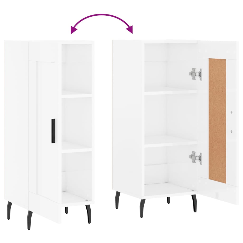 Buffet Blanc brillant 34,5x34x90 cm Bois d'ingénierie - XIOS