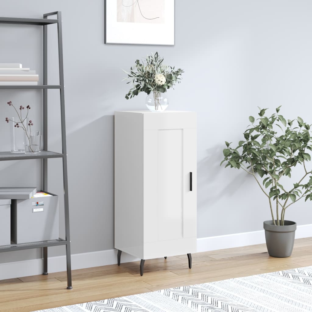 Buffet Blanc brillant 34,5x34x90 cm Bois d'ingénierie - XIOS
