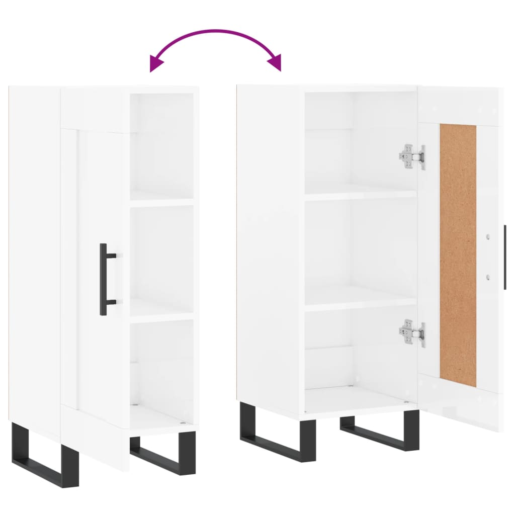 Buffet Blanc brillant 34,5x34x90 cm Bois d'ingénierie - XIOS