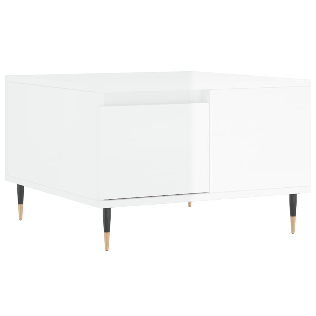 Table basse blanc brillant 55x55x36,5 cm bois d'ingénierie - XIOS