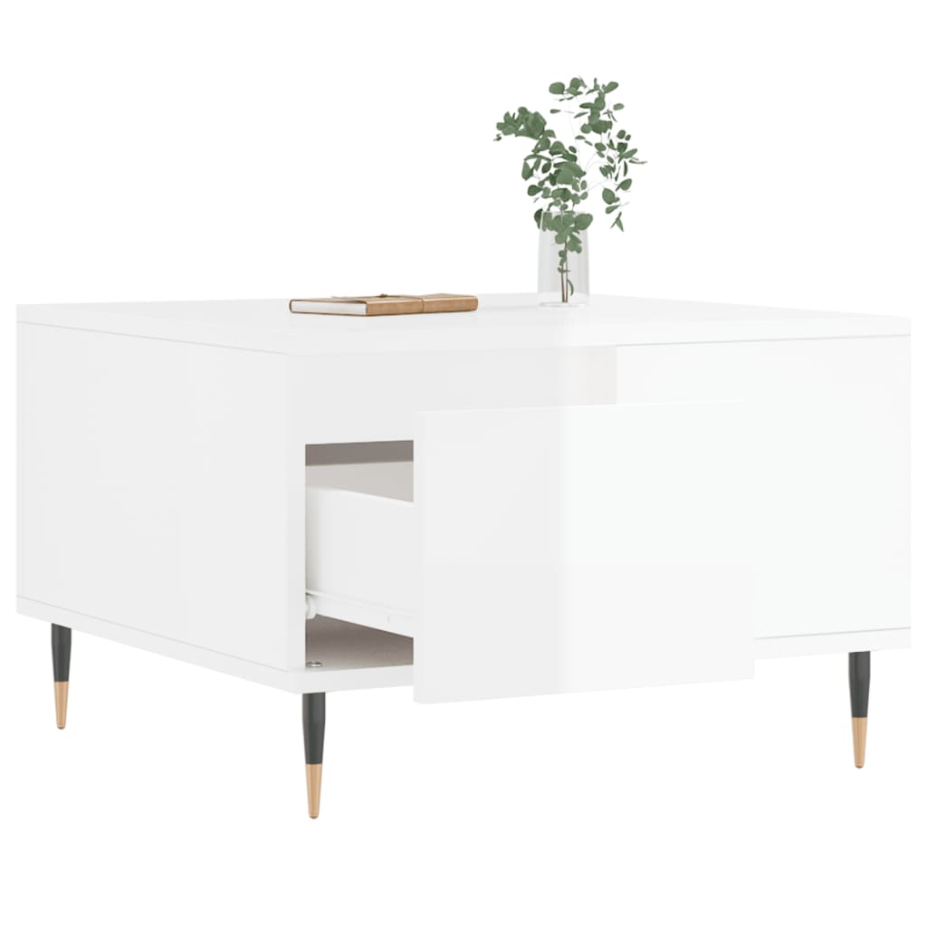 Table basse blanc brillant 55x55x36,5 cm bois d'ingénierie - XIOS
