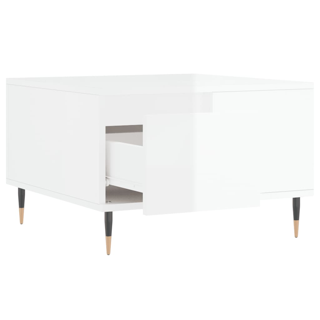 Table basse blanc brillant 55x55x36,5 cm bois d'ingénierie - XIOS