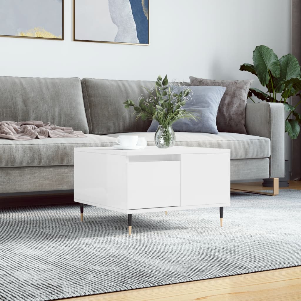 Table basse blanc brillant 55x55x36,5 cm bois d'ingénierie - XIOS
