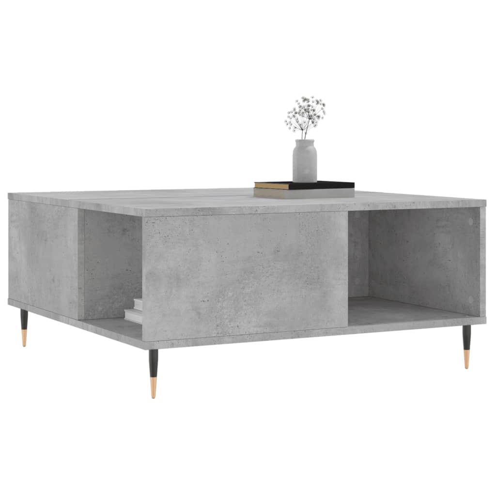 Table basse gris béton 80x80x36,5 cm bois d'ingénierie - XIOS