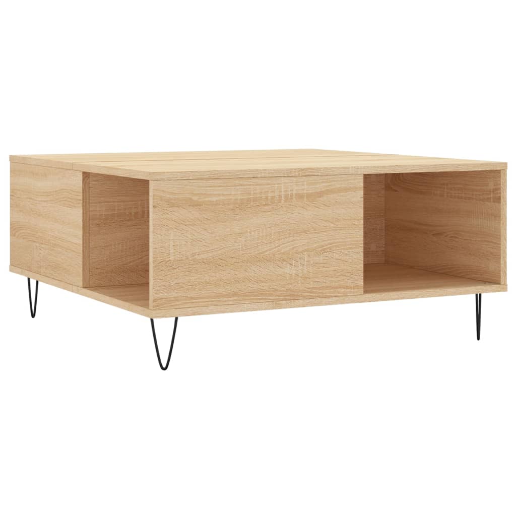 Table basse chêne sonoma 80x80x36,5 cm bois d'ingénierie - XIOS