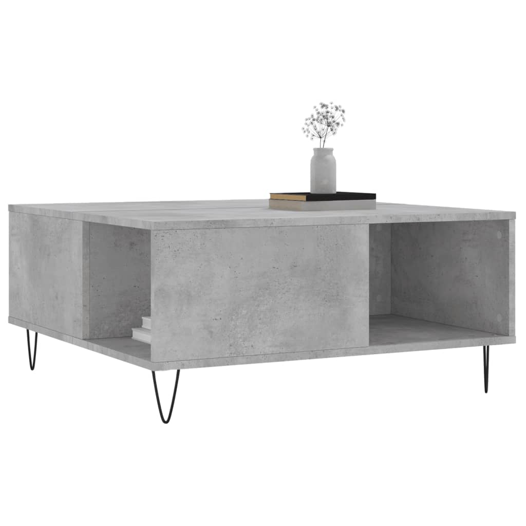Table basse gris béton 80x80x36,5 cm bois d'ingénierie - XIOS