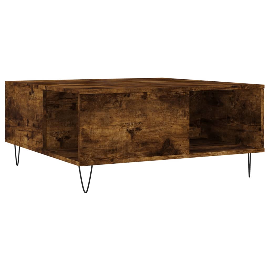 Table basse chêne fumé 80x80x36,5 cm bois d'ingénierie - XIOS