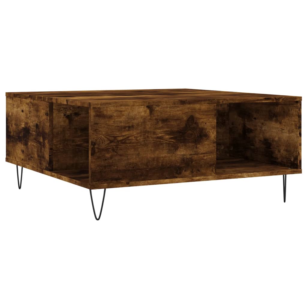 Table basse chêne fumé 80x80x36,5 cm bois d'ingénierie - XIOS