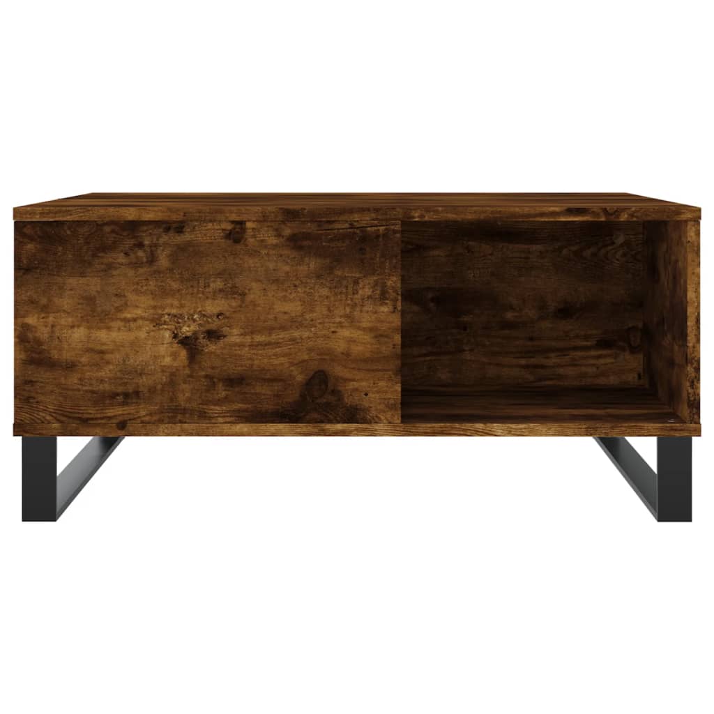 Table basse chêne fumé 80x80x36,5 cm bois d'ingénierie - XIOS