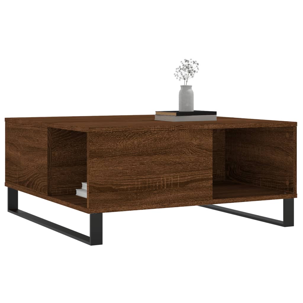 Table basse chêne marron 80x80x36,5 cm bois d'ingénierie - XIOS