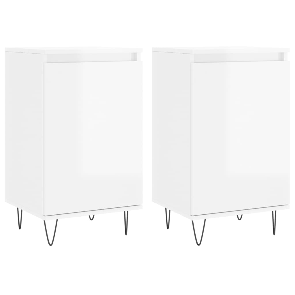Buffets 2 pcs blanc brillant 40x35x70 cm bois d'ingénierie - XIOS