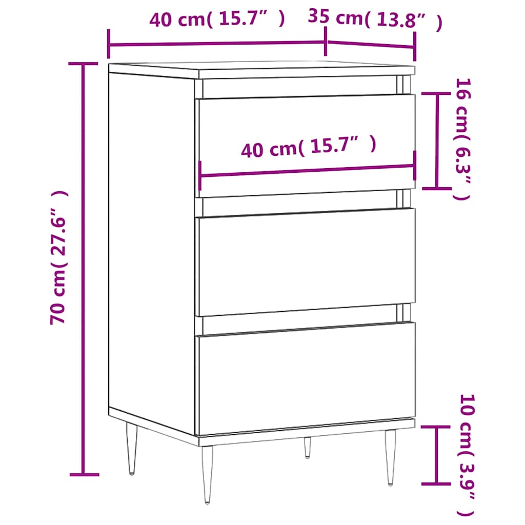 Buffet blanc 40x35x70 cm bois d’ingénierie - XIOS