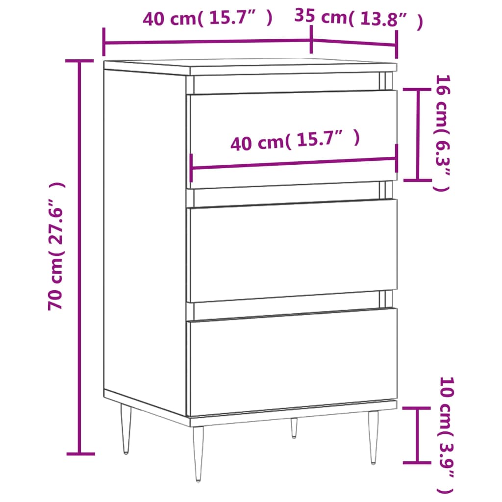 Buffet chêne fumé 40x35x70 cm bois d'ingénierie - XIOS