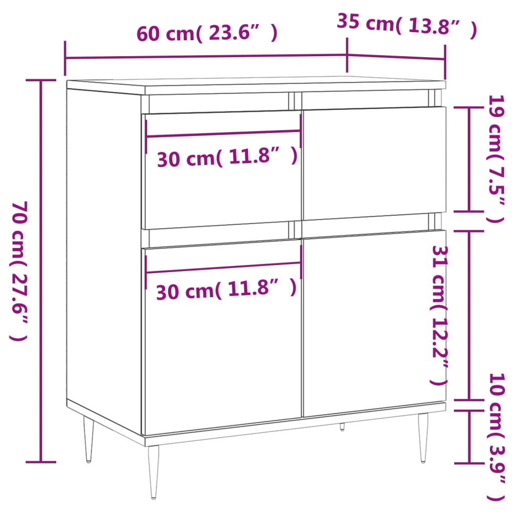 Buffet Chêne fumé 60x35x70 cm Bois d'ingénierie - XIOS