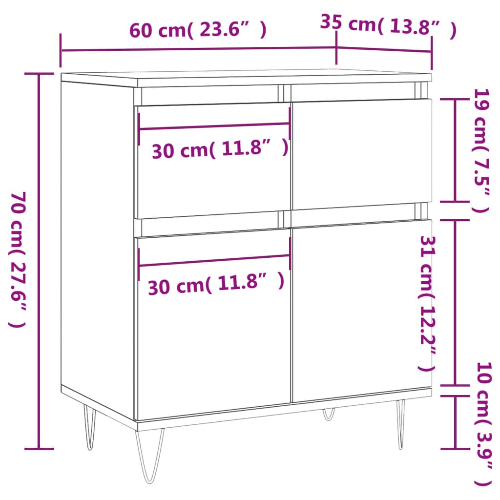 Buffet Blanc 60x35x70 cm Bois d'ingénierie - XIOS