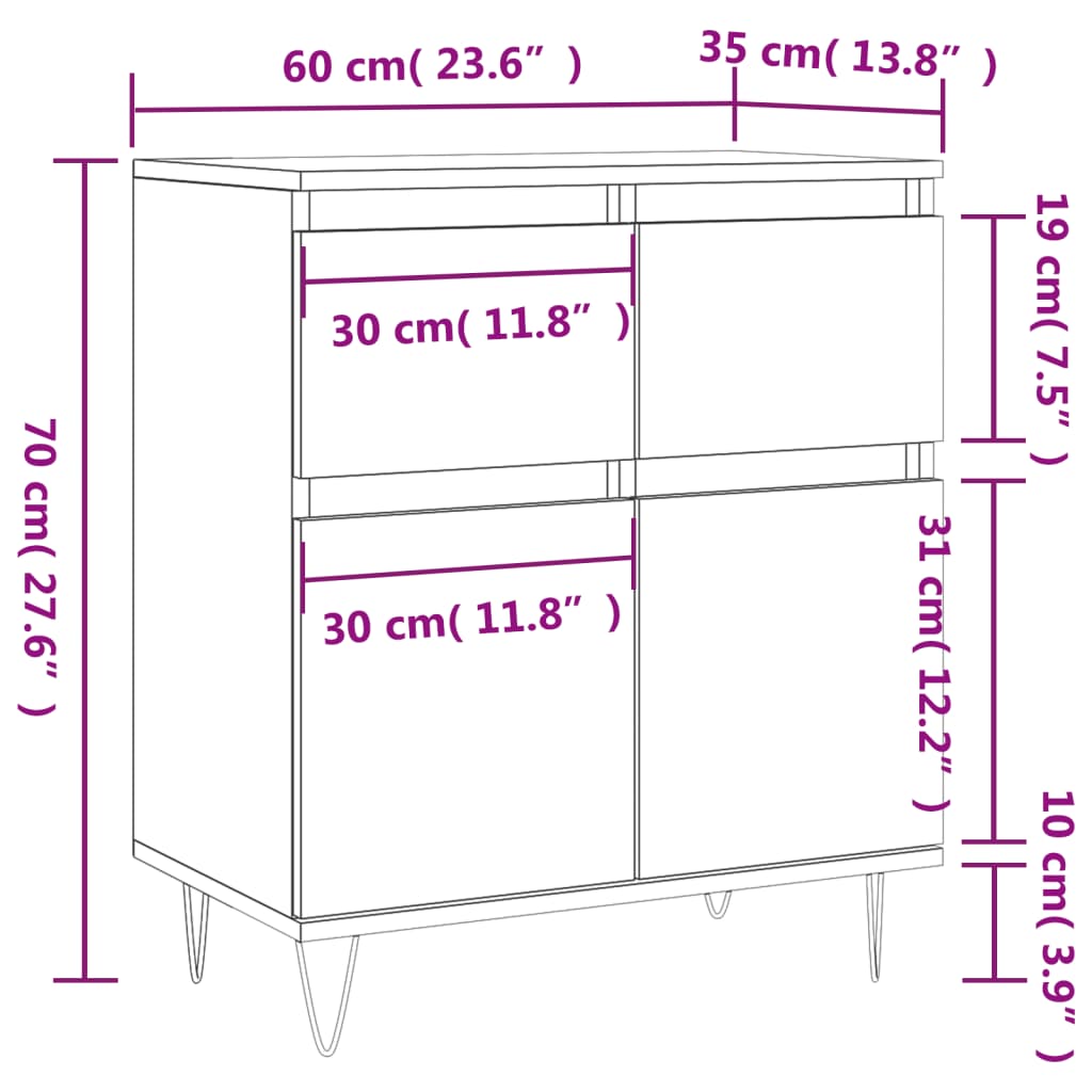 Buffet Chêne fumé 60x35x70 cm Bois d'ingénierie - XIOS