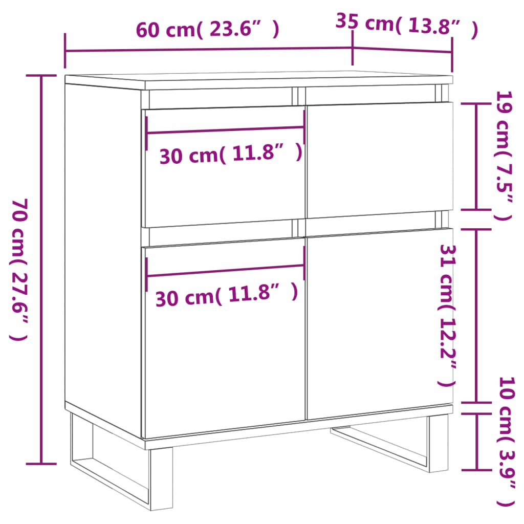 Buffet Blanc 60x35x70 cm Bois d'ingénierie - XIOS